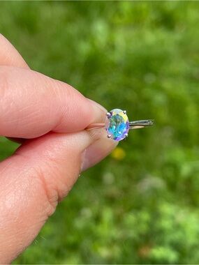 Mystic Topaz Solitaire Ring